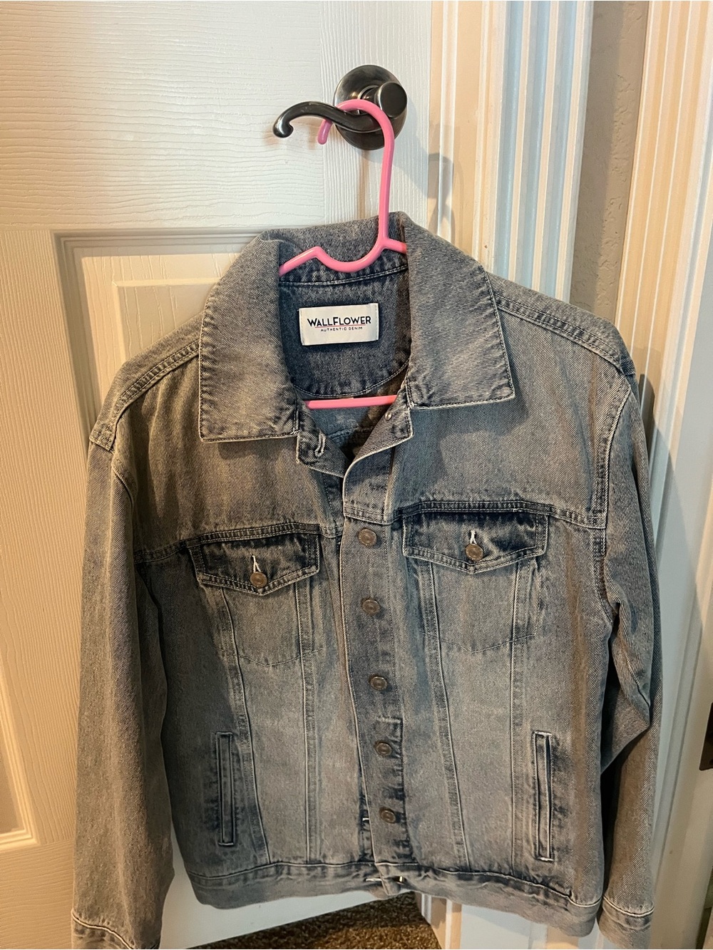 Wallflower Faded Grey Denim Shirt Jacket - Women's